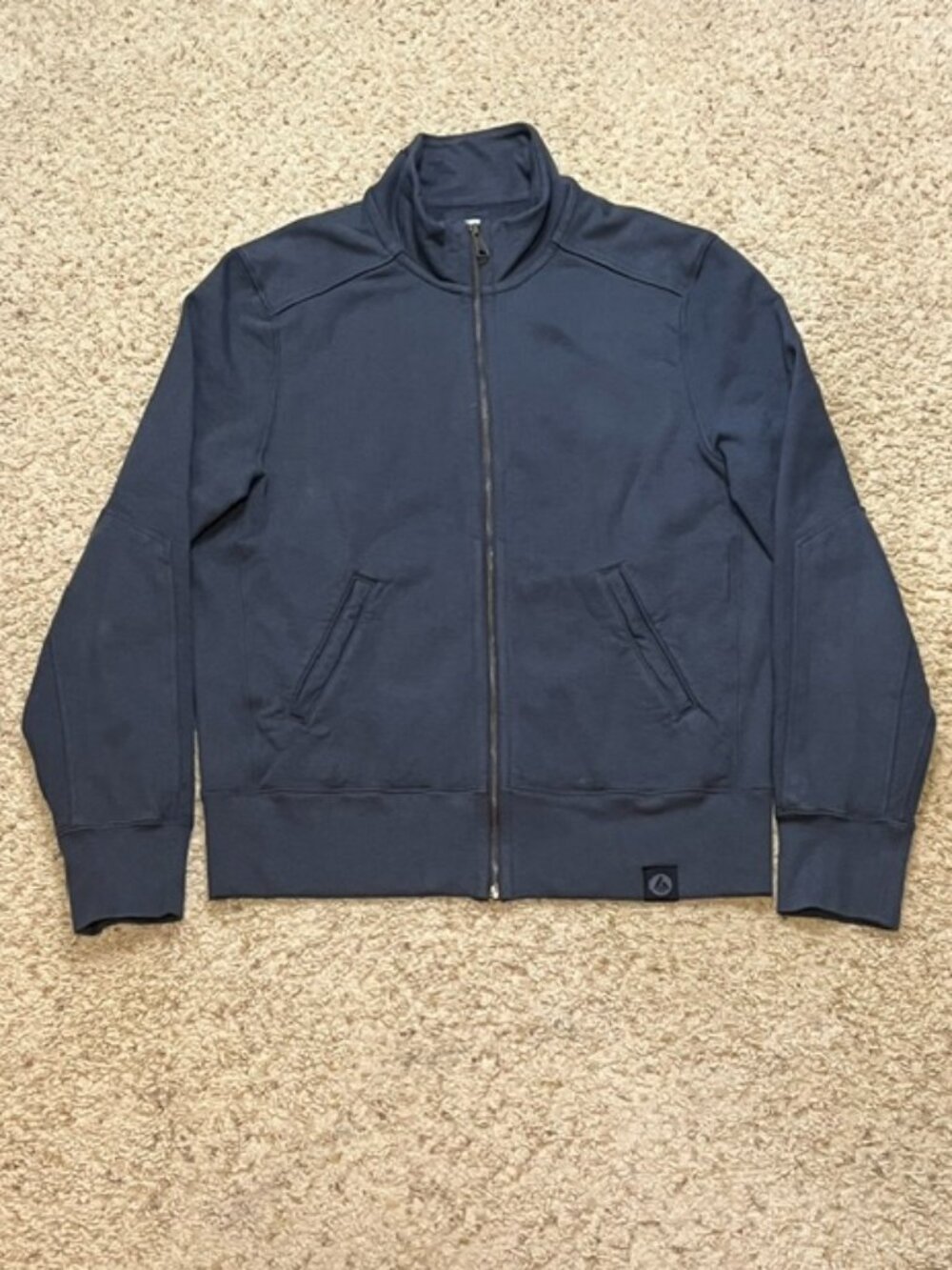 American Giant Men Gray Heavyweight Fleece Full Zip Moto Jacket Size Medium M